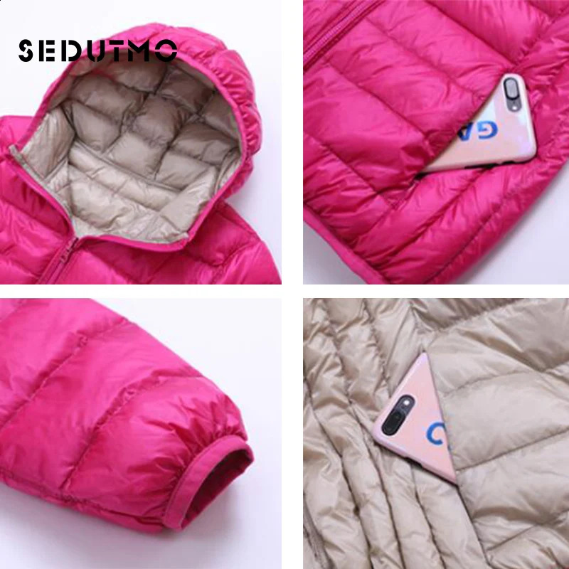 SEDUTMO Winter Duck Down Jacket Womens Hooded Double sided Ultra Light Spring Inflatable ED616 240823
