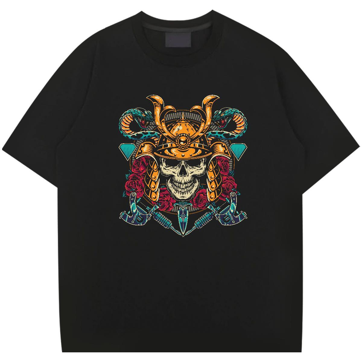 High Quality T Shirt For Man 230g Cotton skull Street wear Hip Hop Custom Printing Round Neck Short Sleeve Couples T Shirts Fashion Tees Shirts