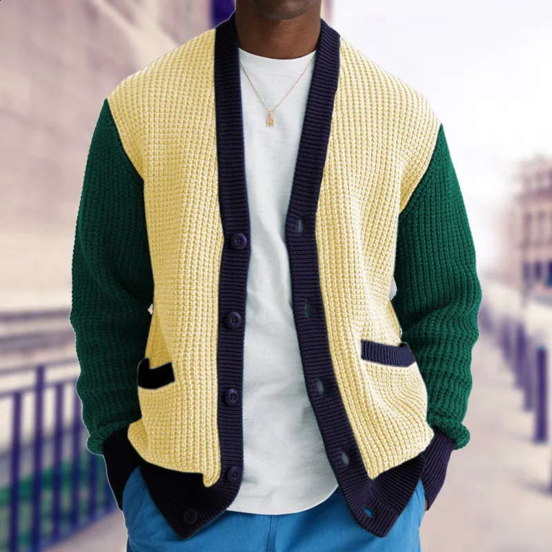 Mens knitted casual sweater autumn and winter crossborder selling cardigan wool 240824