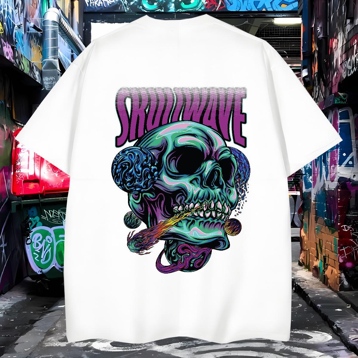 Soft Mens T Shirts 230g Cotton skull Casual Daily Wear Custom Cartoon Crew Neck Breathable Men Tops Tees 2024 DIY Top Tees