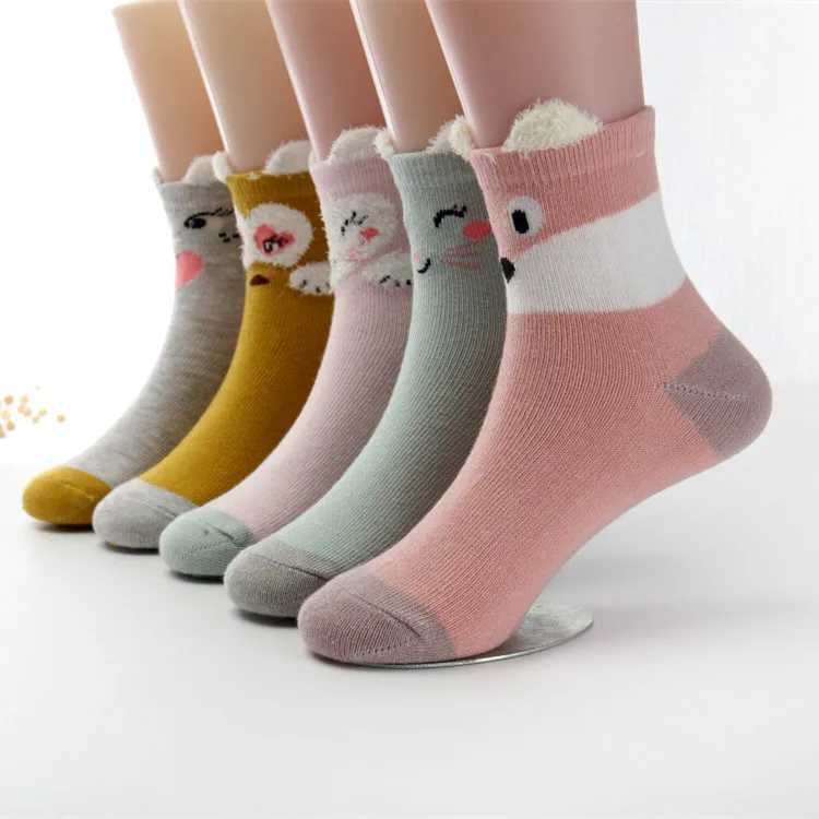 5pairs/lot New Fashion Boys And Girls Socks Ins New Cotton Socks Children Spring Autumn Socks Lovely Cartoon Sock CL240824