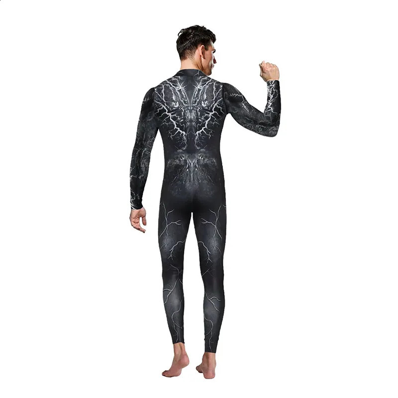 Halloween cosplay bodysuit black artificial Abs muscle crack pattern tight mens party pole dance costume unisex jumpsuit set 240823