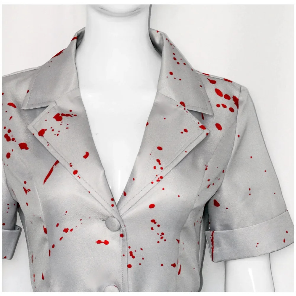 Silent Mountain Role Playing Nurse White Bloodstained Belt and Hat Uniform Halloween Costume Fancy Womens Clothing 240823