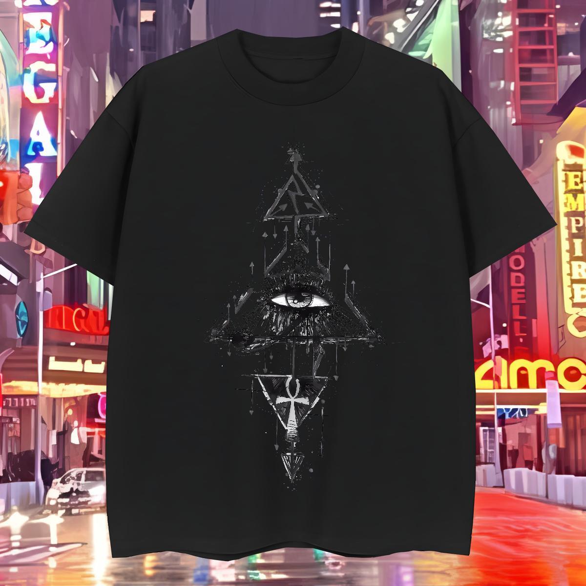 Cool Design T Shirt For Man 230g Pure Cotton eye of the devil Casual Daily Wear White Plus Size Breathable Crew Neck Mens Tshirts Factory Direct Top T