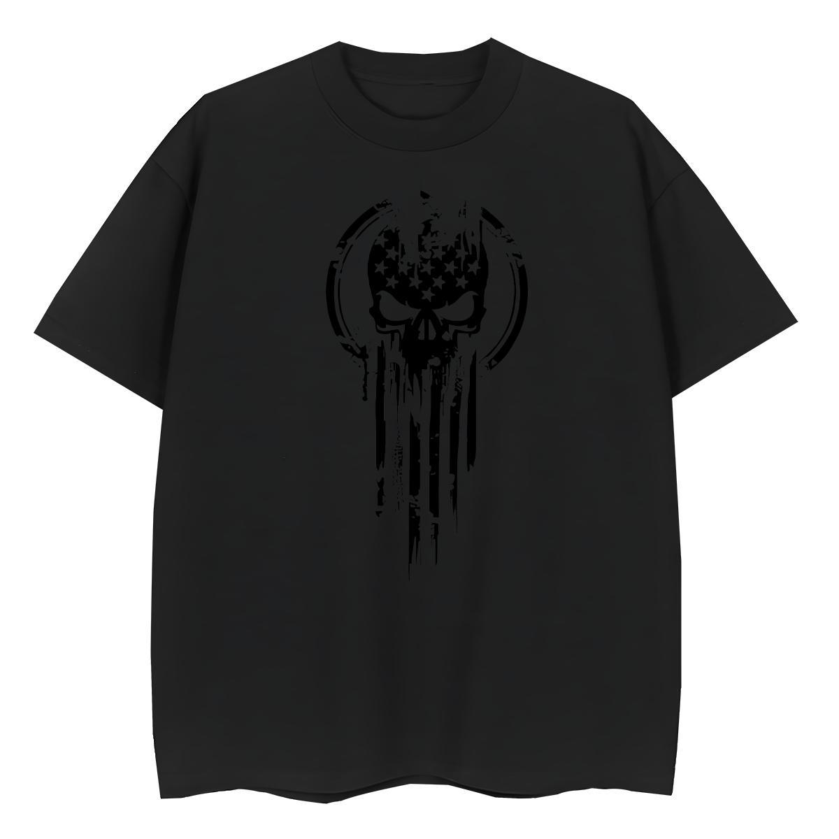 Cool Design T Shirts Men 230g 100% Cotton skull Sport Oversized 3XL 4XL O Neck Short Sleeves Men Tops Tees 2024 Summer Tee Shirt