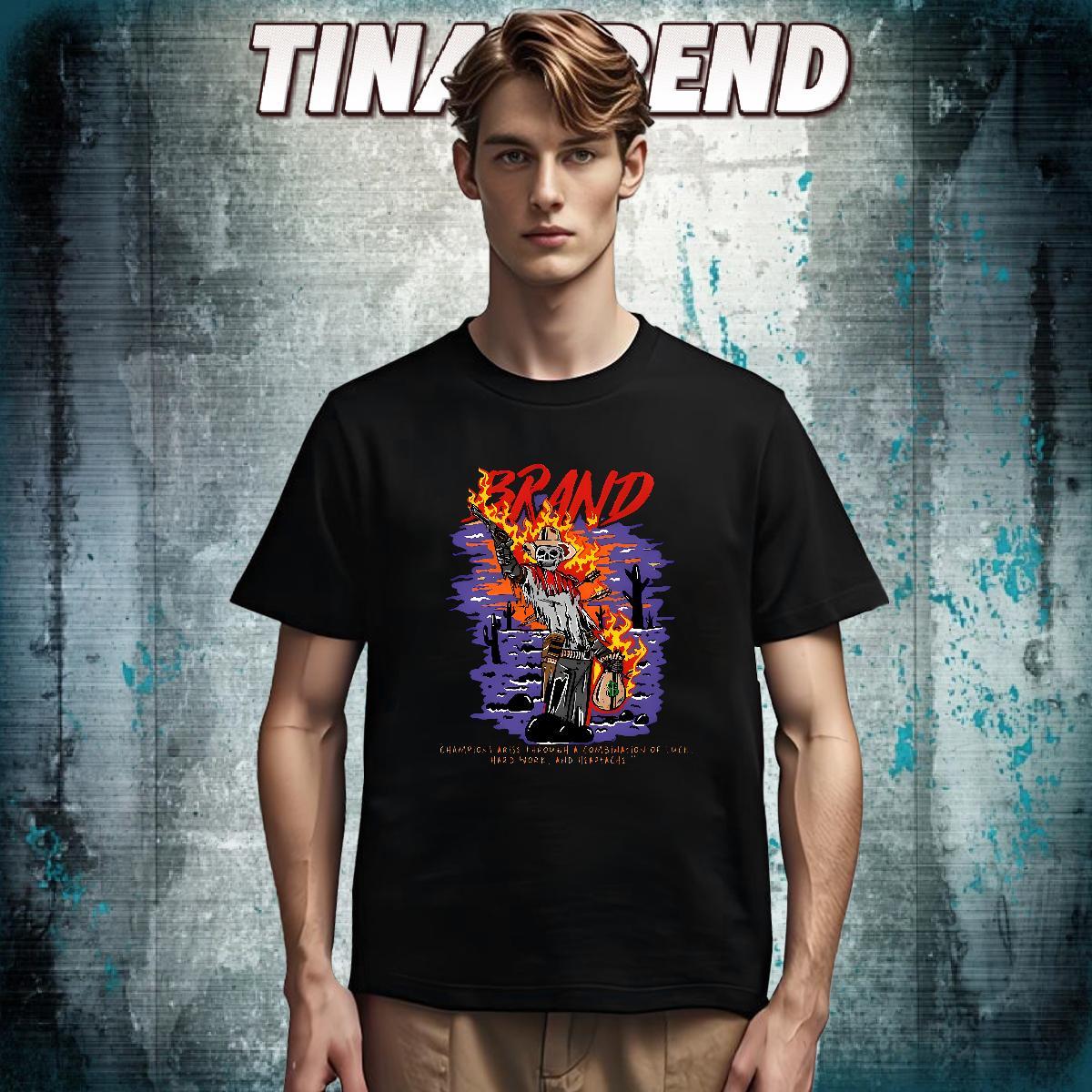 Soft T Shirts Men 100% Cotton 230g fire Casual Plus Size Custom Breathable Crew Neck Tshirts Wholesale Tops Shirt