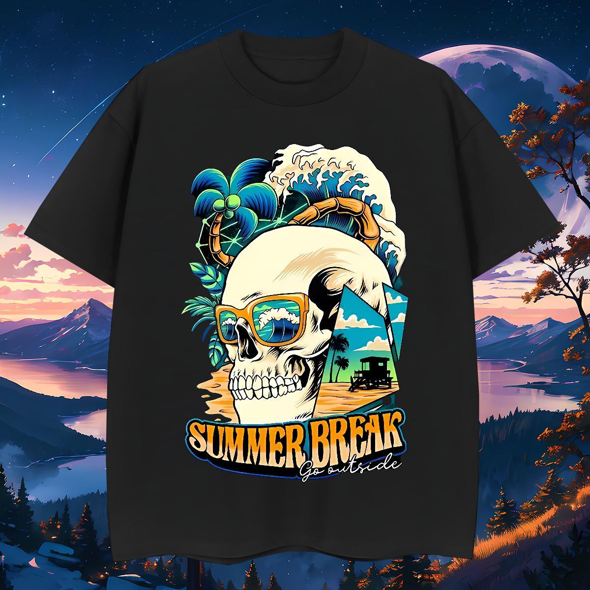 Loose Fit T Shirts Men 100% Cotton 230g skull Outdoor Plus Size Custom Crew Neck Tshirts DIY Customized Tees Shirts