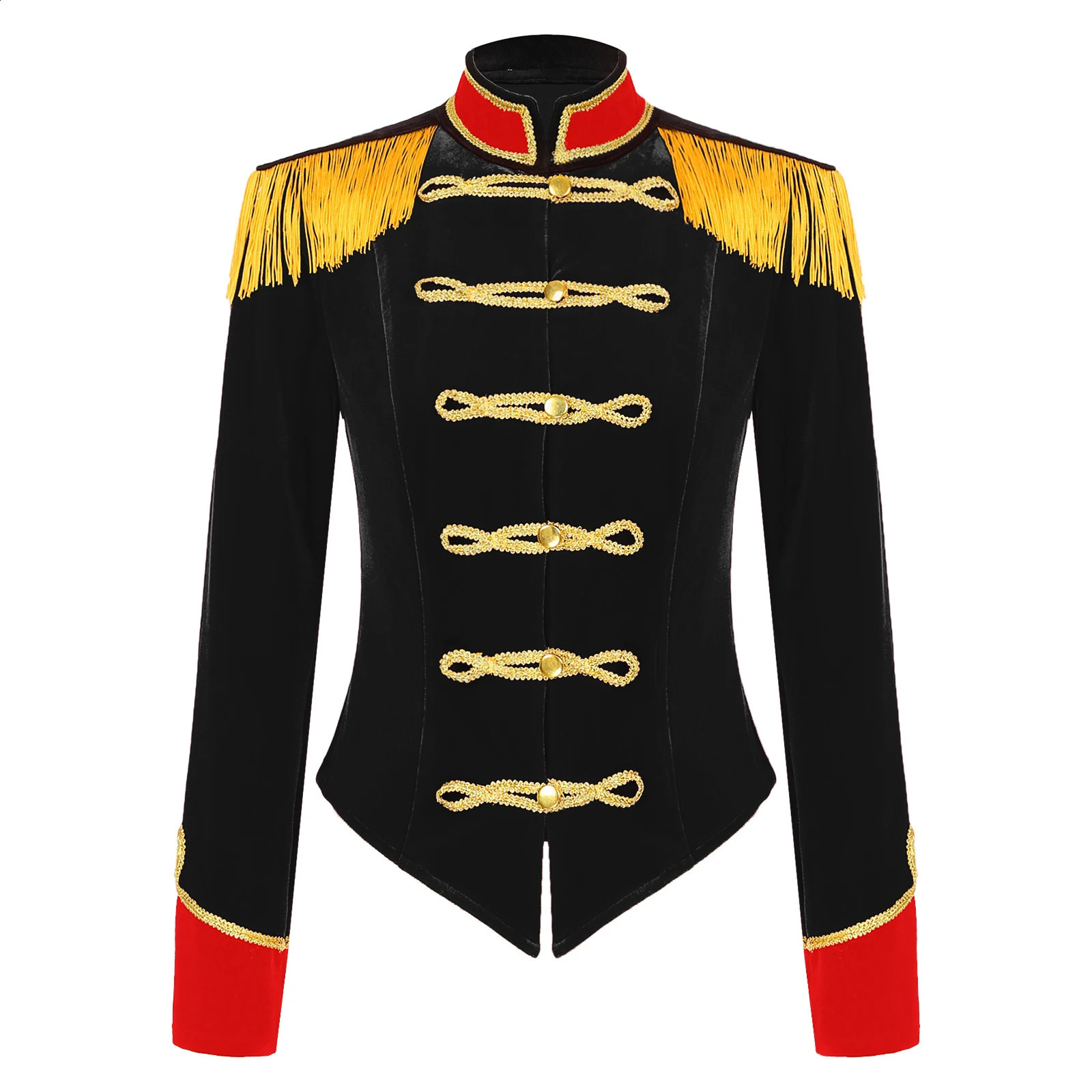 Womens Halloween Circus Ringmaster cosplay costume long sleeved stand up collar velvet jacket themed party 240823