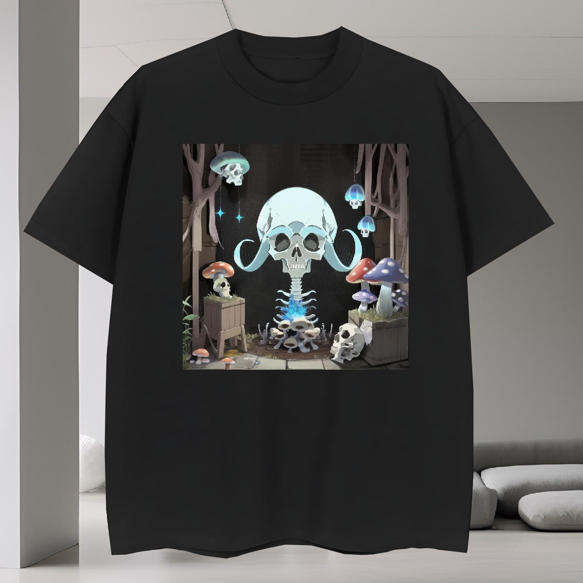 Cool T Shirts Men 230g Pure Cotton skull Hip Hop Street Custom Print Oversized Breathable Short Sleeve Men Tshirts Fashion Designer Clothings