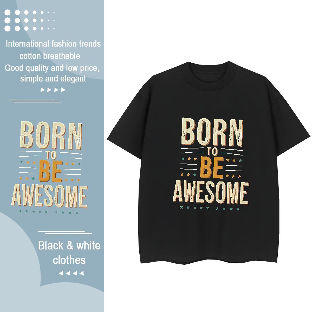 5A Unisex Tshirts 230g 100% Cotton letter Daily Wear T shirt Breathable Anime Clothes