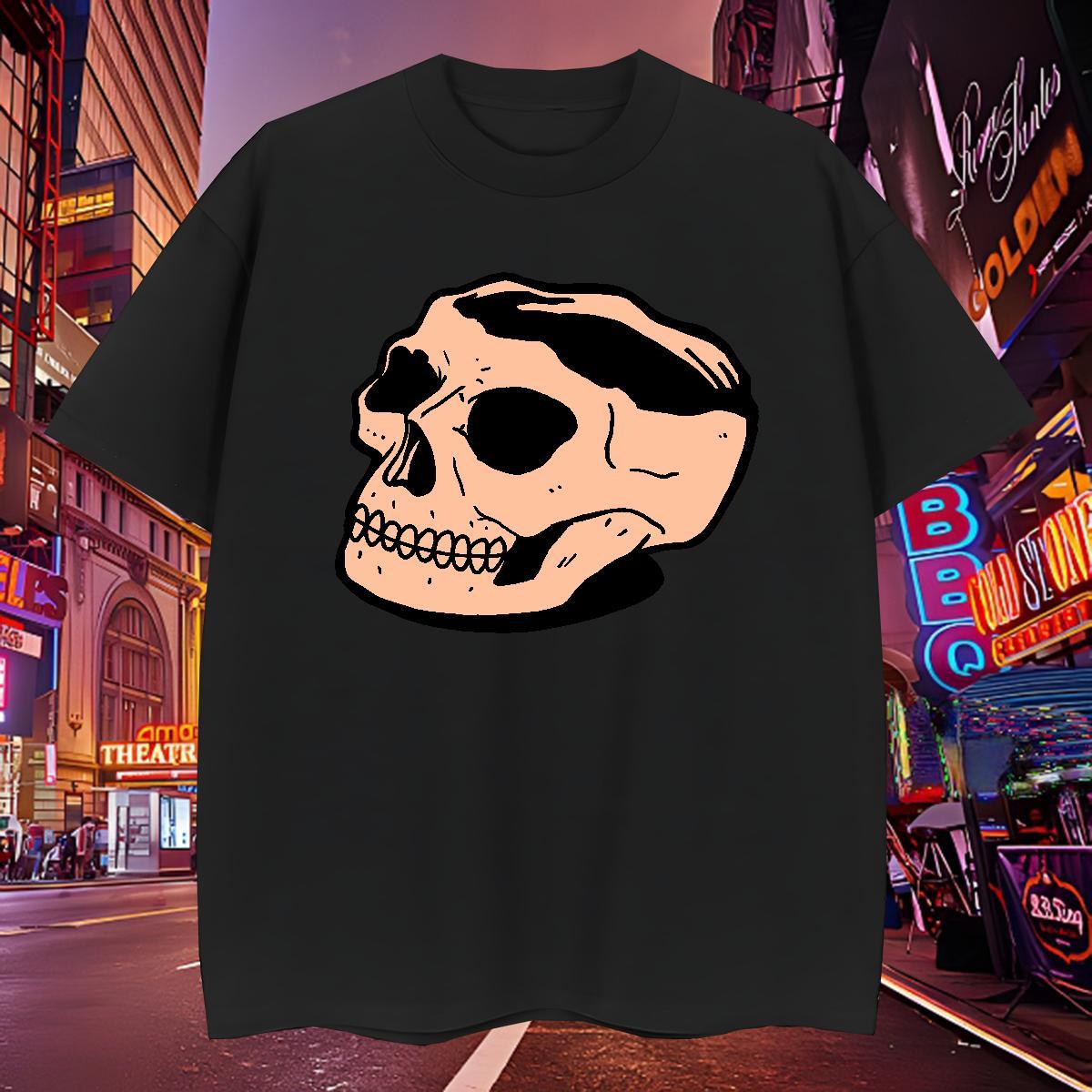 Brand T Shirts Men 230g Pure Cotton skull Street Oversized 3XL 4XL Breathable Soft Men Clothes T-Shirt DIY Customized Tees Shirts