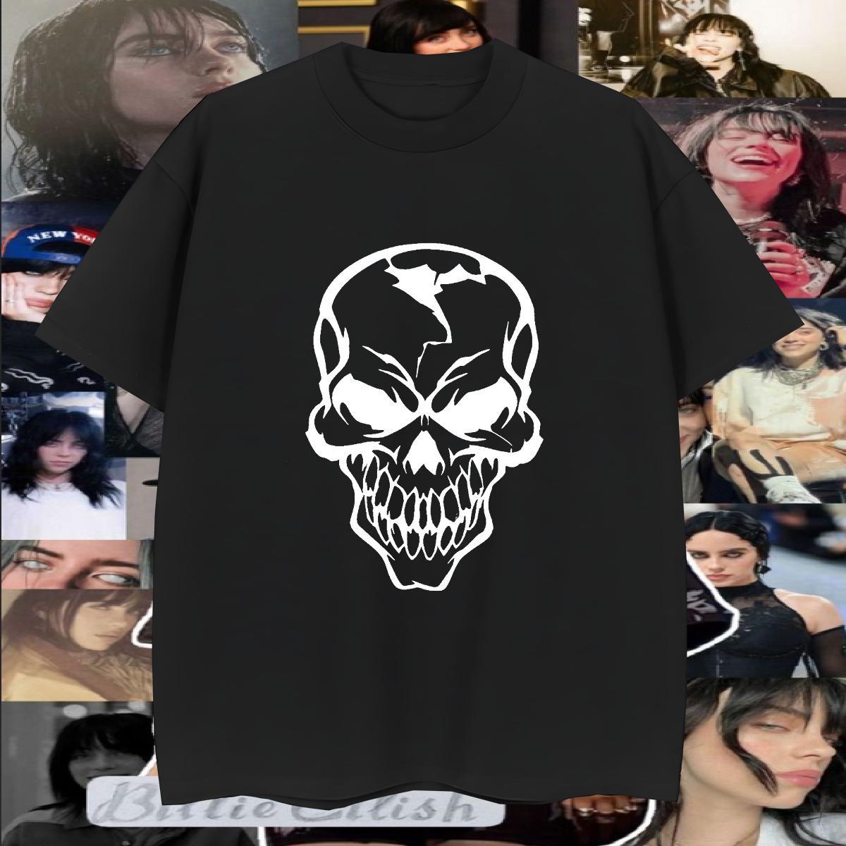 Cool Man T Shirts 230g Cotton skull Street Custom Printed O-Neck Short Sleeve Men Tops Tees 2024 Designer Clothes