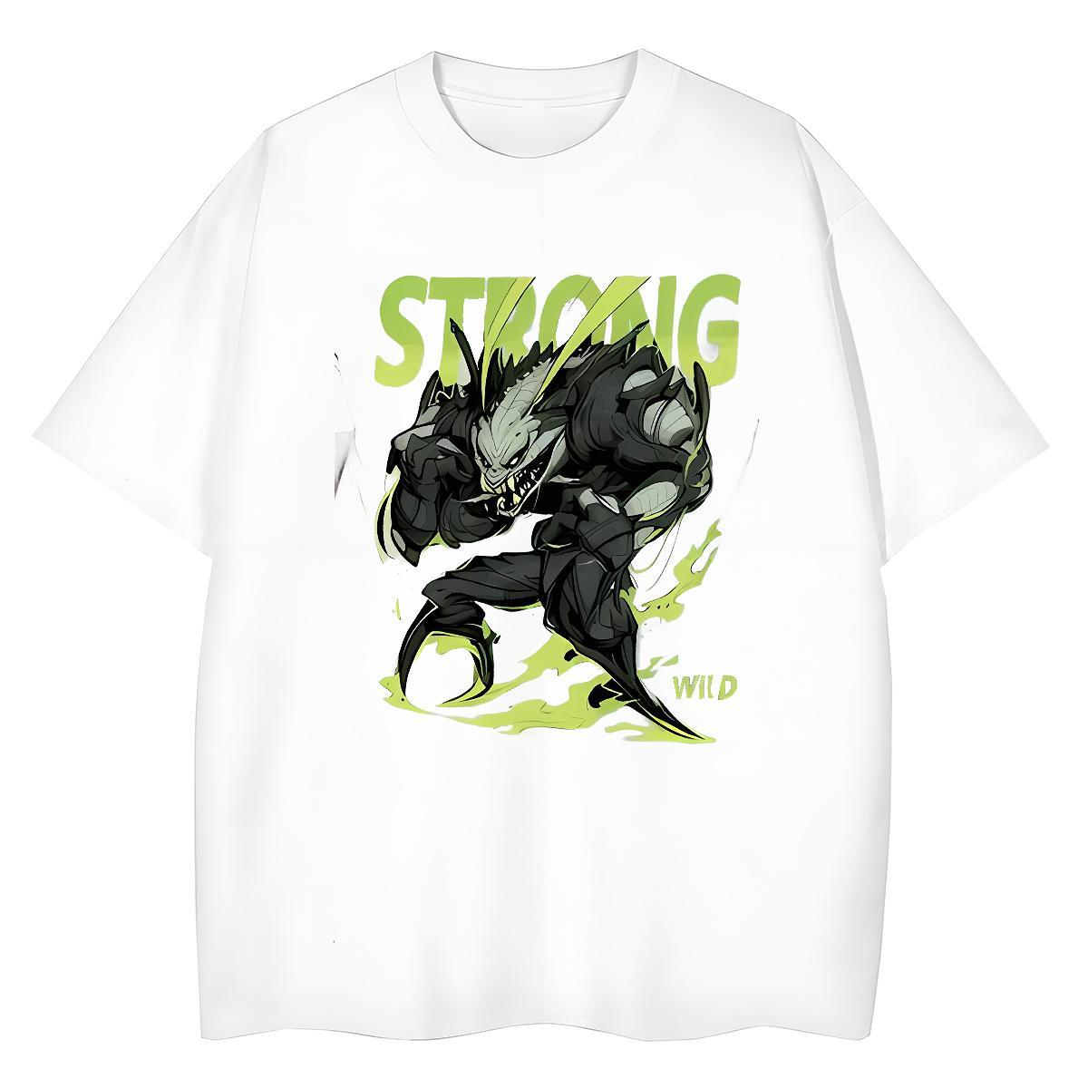 Loose fit Womens Tshirts 230g 100% Cotton Terror Spring Summer T-Shirts for Women Crew Neck Breathable Cartoon Printing L-4XL Tops