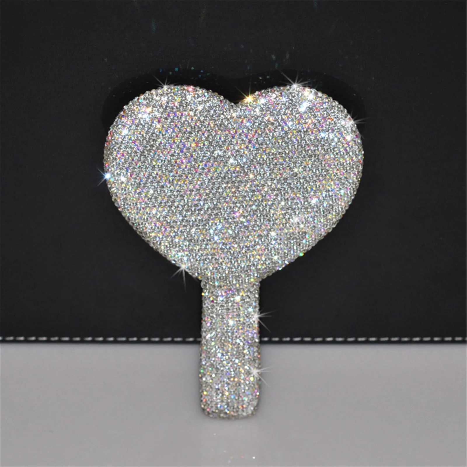 Womens Makeup Compact Mirror Sticking Diamond Hand-held Mirror ABS Fashionable High-end Beauty Handle Mirror Cosmetic MirrorXJ241213