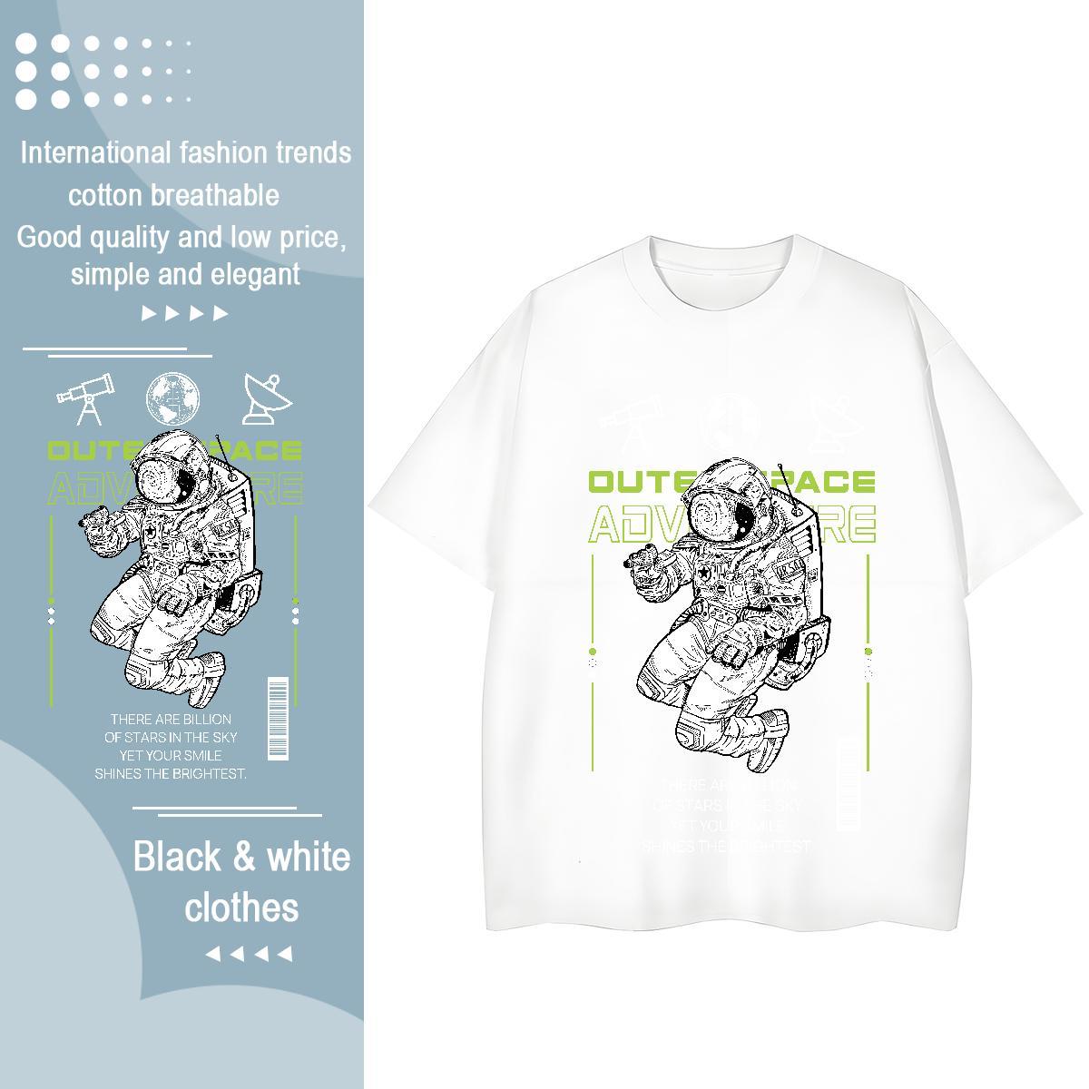 Wholesale Women Tees 100% Cotton 230g cosmonaut Casual Sport Women T Shirts Breathable Short Sleeve DIY Logo Tops