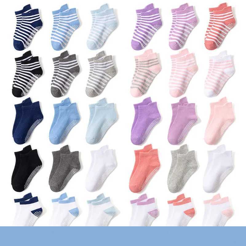 6 Pairs 0-5 Years Old Non-Slip Kids Socks with Grip Little Girls Boys Ankle Socks Infants Toddlers Children Floor Socks CL240824