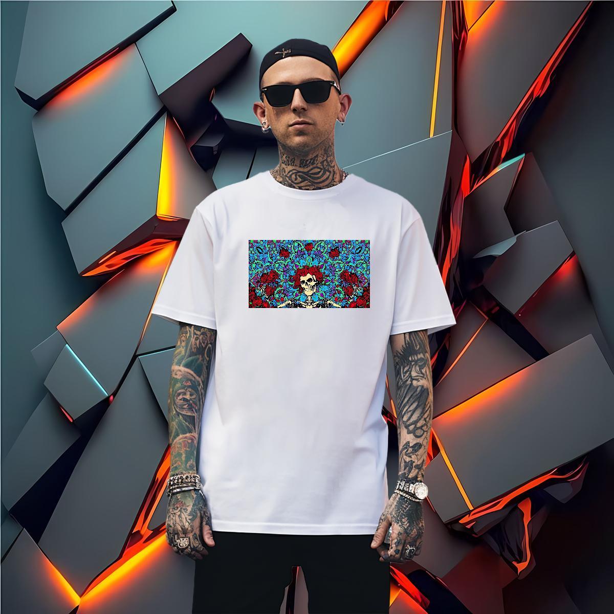 Unisex T-Shirts for Men 230g Pure Cotton skull Sports Casual Custom Printed Breathable Short Sleeve Mens Tshirts DIY Tee Shirt