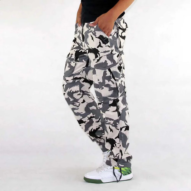 Fashion Casual Goods Pants Straight Loose Street Clothing Snow Camouflage Shawl Coverage Mens Battlefield Multi Pocket Backpack Traveler 240823