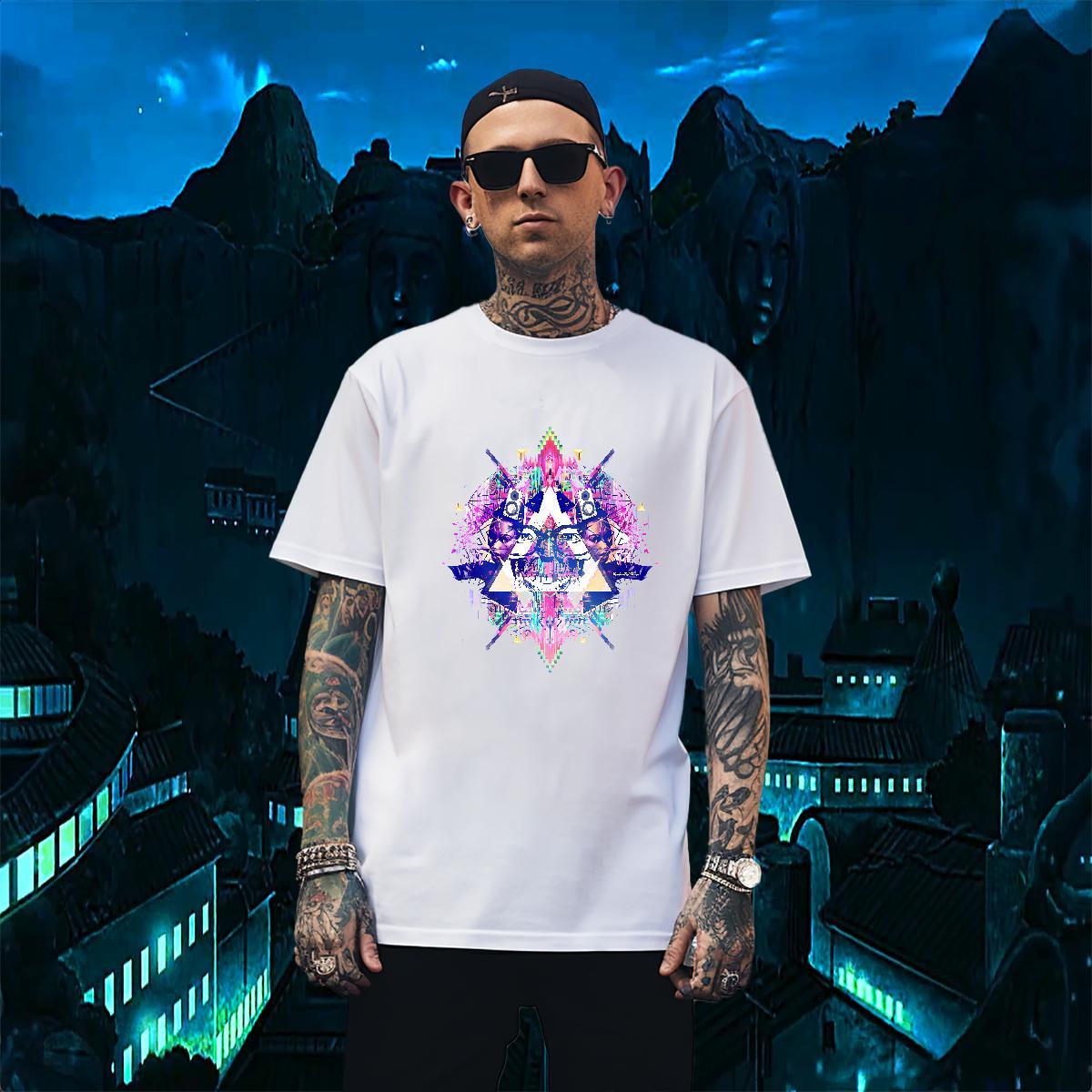 Brand T-Shirts for Men 230g Cotton eye of the devil Casual Beach Graphic Short Sleeve O-Neck Men Tshirts Custom Top Tees