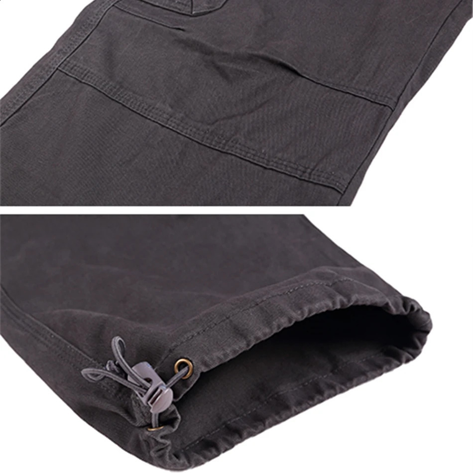 mens outdoor sports jogging multi pocket pants with elastic waist and pure cotton casual work 240823