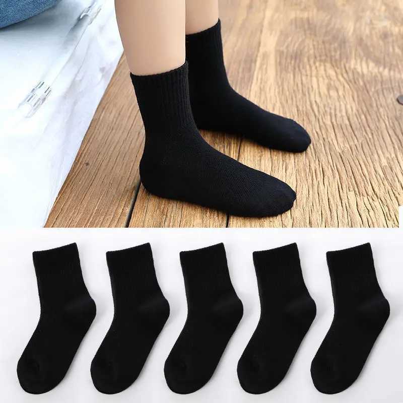 5 Pairs/ Lot Pure Colour Soft Breathable Cotton Kids School Socks Girls Boys Casual Grey Black White Sports Childrens Socks CL240824