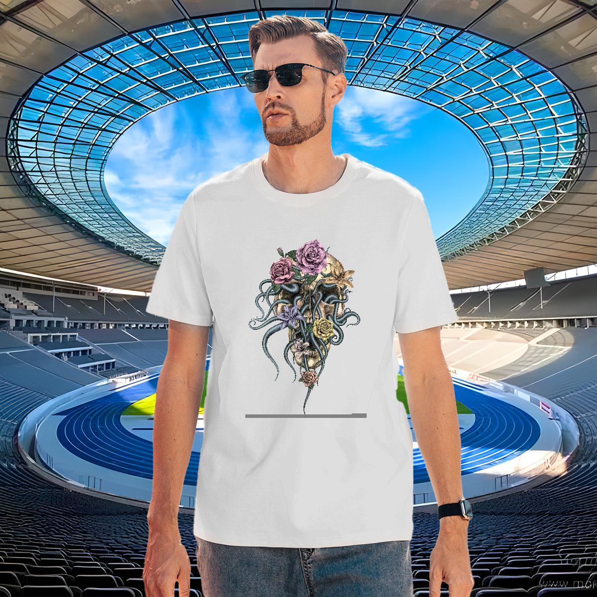 Loose Fit Man T Shirts 100% Cotton 230g flower Outdoor Custom Printing Breathable Short Sleeve Men Tshirts DIY Customized Clothes