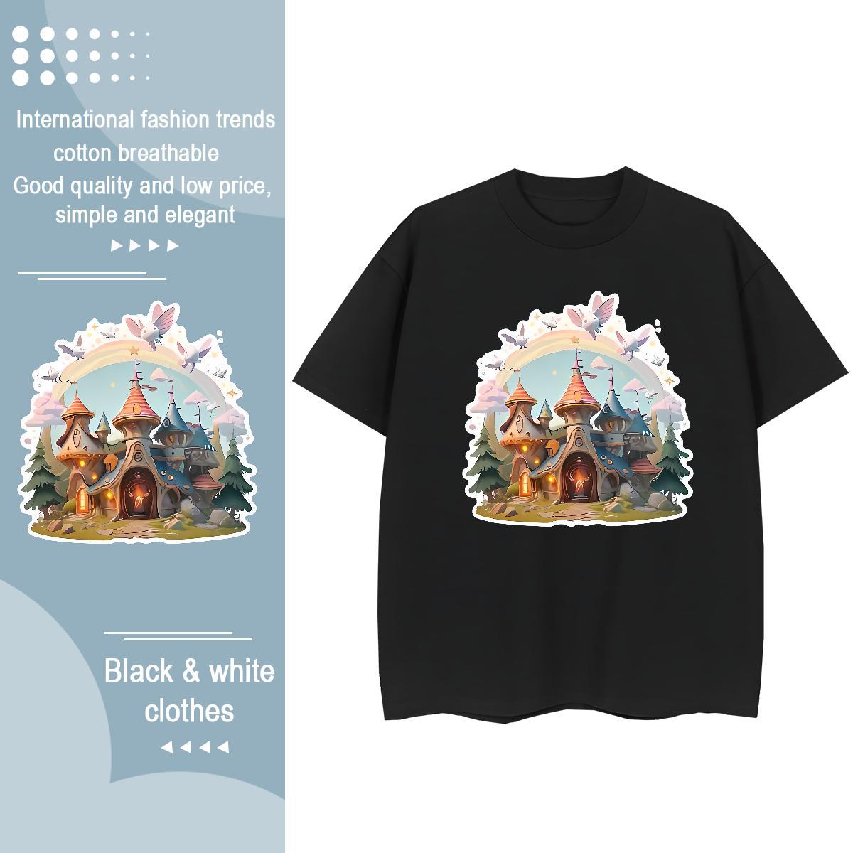 5A Women Tshirts 100% Cotton 230g Painting Street Casual T-Shirts for Women Short sleeve Soft DIY Printed Polos