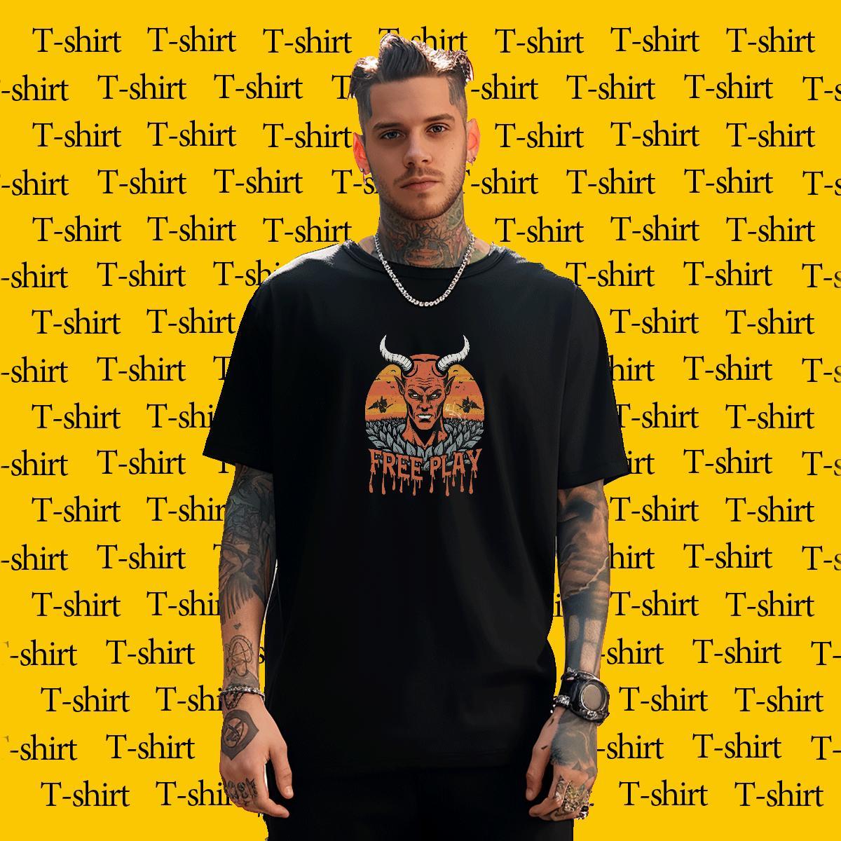 Classic T shirt 230g 100% Cotton skull Street wear Hip Hop DIY Logo Oversized Breathable Soft Men Tshirts 2024 Clothes