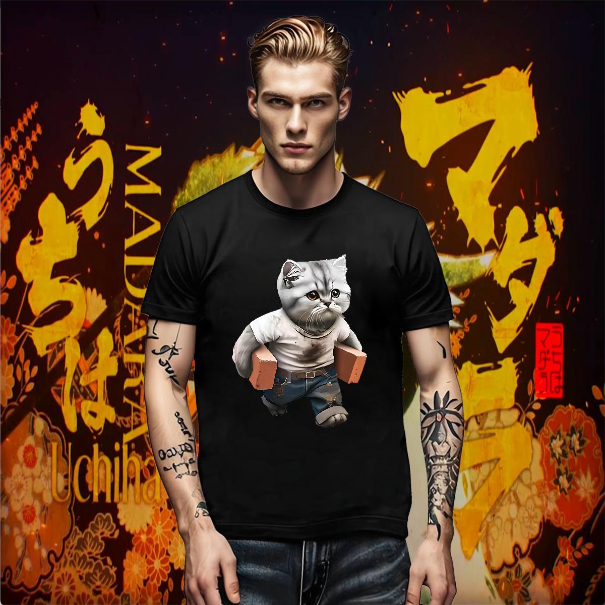New Designer Men Tees cat Beach 100% Cotton 230g Tshirts O Neck Short Sleeves Wholesale T Shirts Men Plus Size Custom