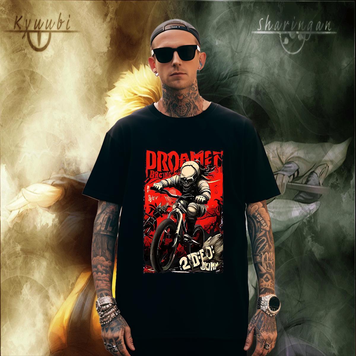 High Quality T Shirt For Man 230g 100% Cotton skull Sport Floral Print Crew Neck Breathable Tshirts Designer Fashion Clothings