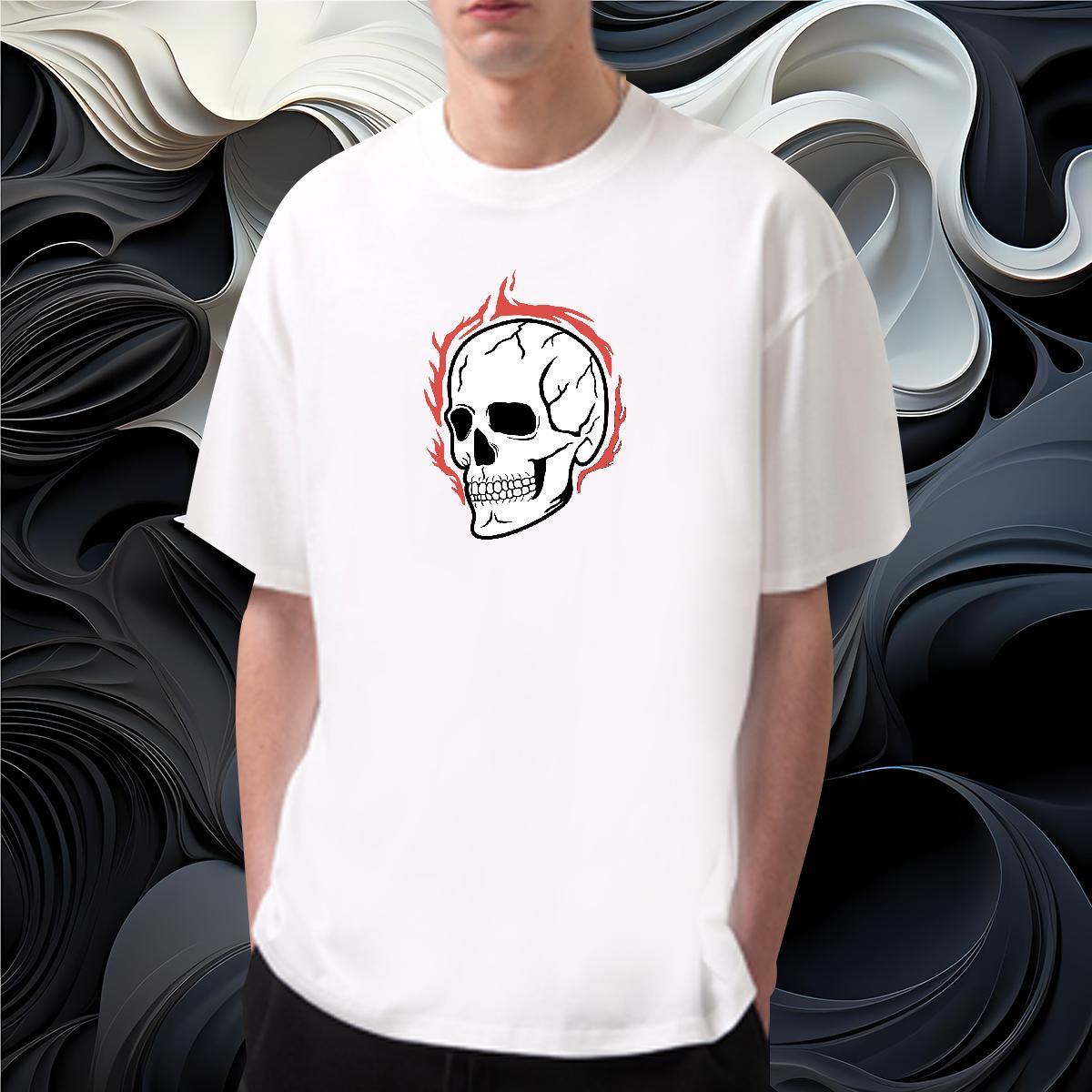 Brand T Shirts Men 100% Cotton 230g skull Casual Beach Customized Breathable Crew Neck Men Clothes T-Shirt Stylist Tee Shirt