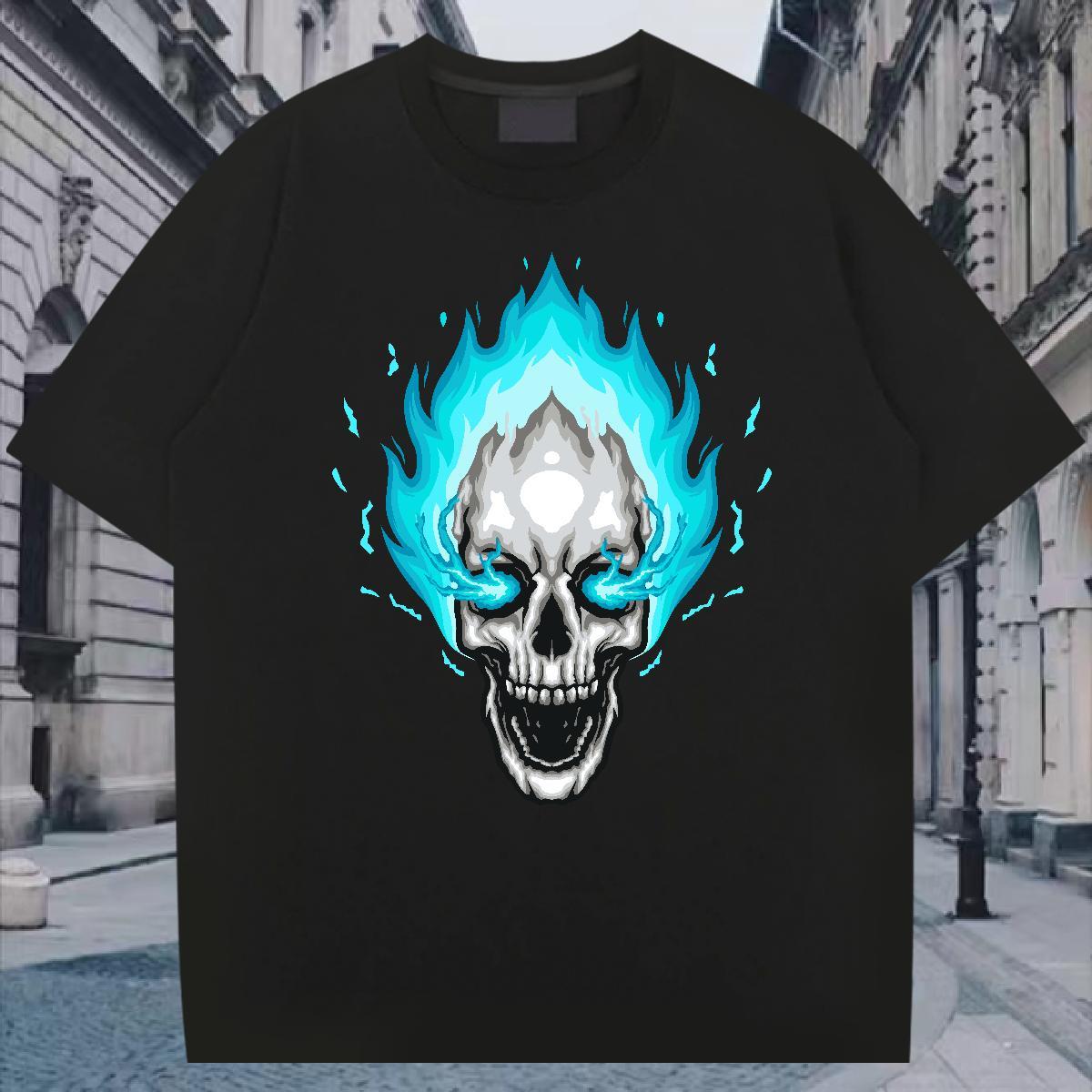 Designer Man T Shirts 100% Cotton 230g skull High Street Hip Hop Black White Breathable Short Sleeve Couples T Shirts Classic Casual Tops