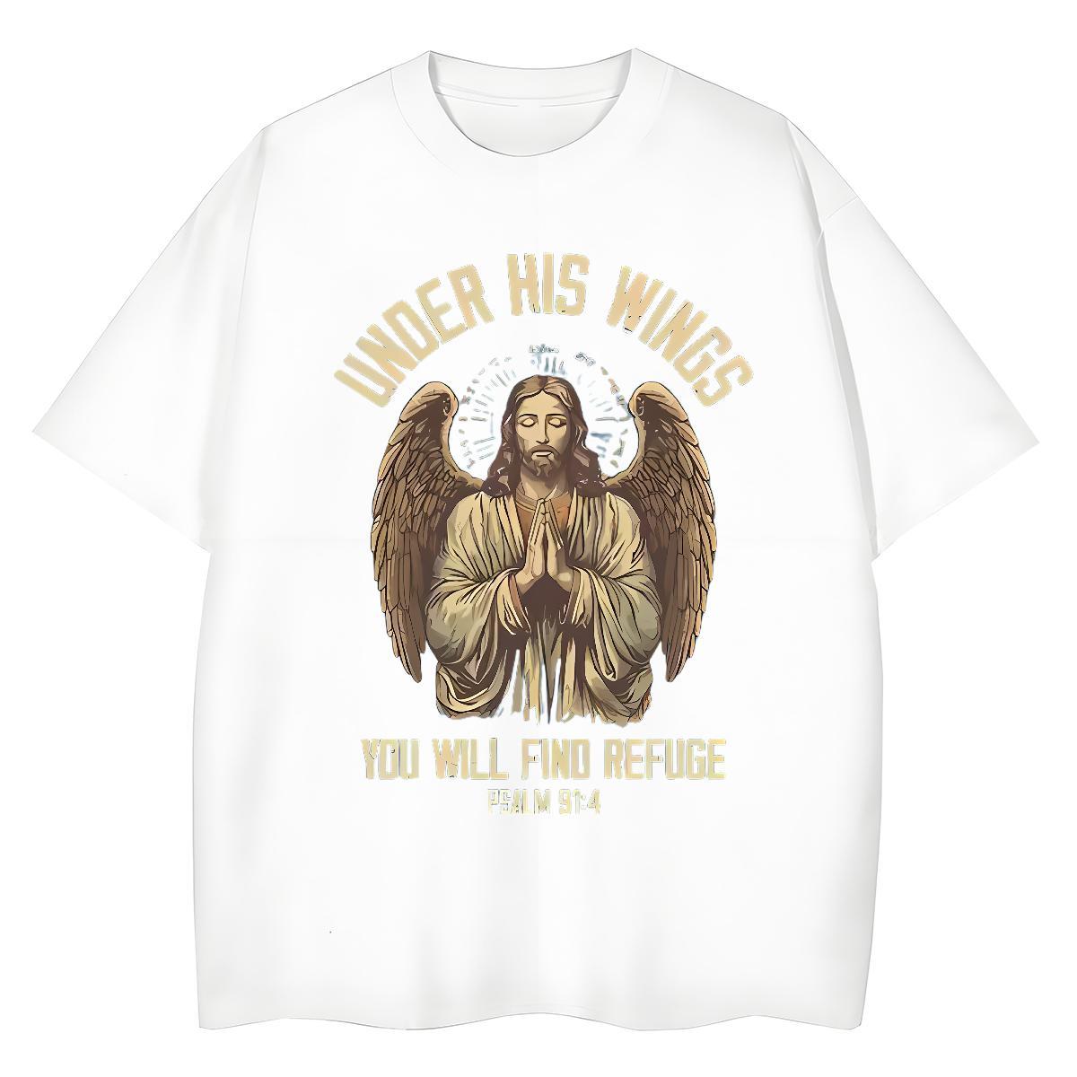 Cool Design T-Shirts 100% Cotton 230g angel Daily Wear DIY Breathable Crew Neck Men Tees Classic Casual Tee Shirt