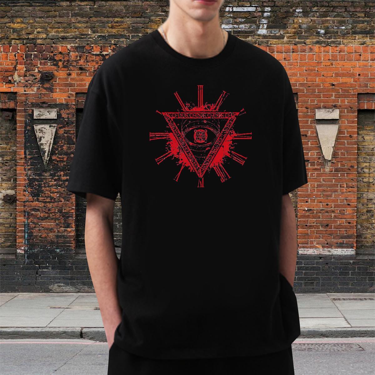 Wholesale Mens T Shirts 230g Pure Cotton eye of the devil Home Outdoor Asian Size Breathable Short Sleeve Men Clothes T-Shirt Brand Tees Shirts