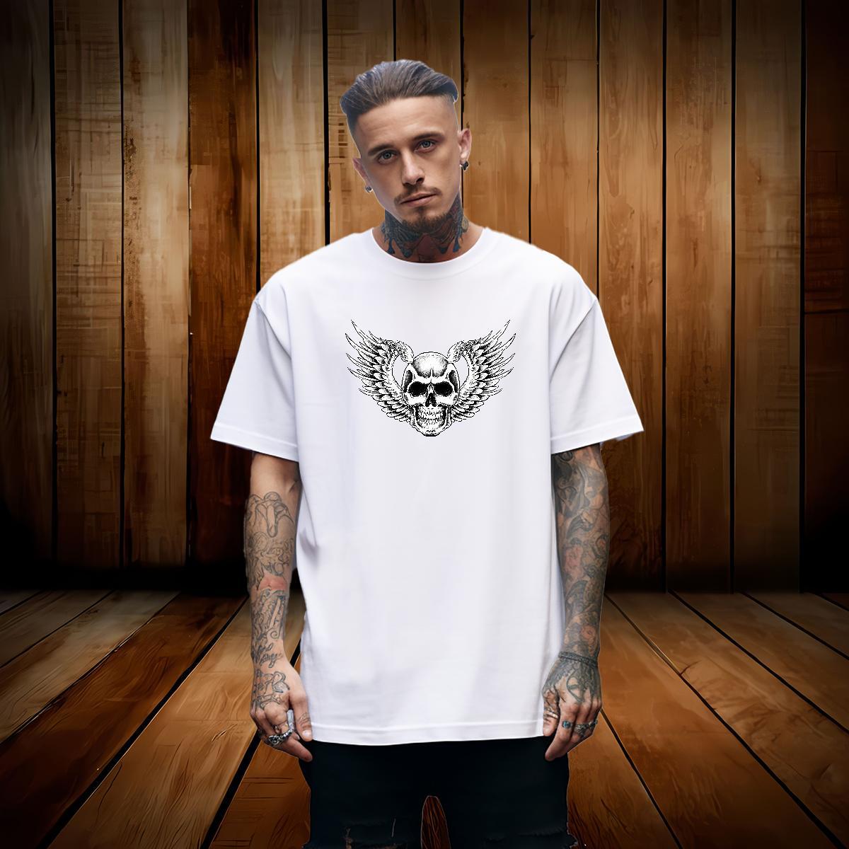 TOP Quality T-Shirts 230g Pure Cotton skull Daily Outfit DIY Anime Breathable Couples T Shirts Customized Tees