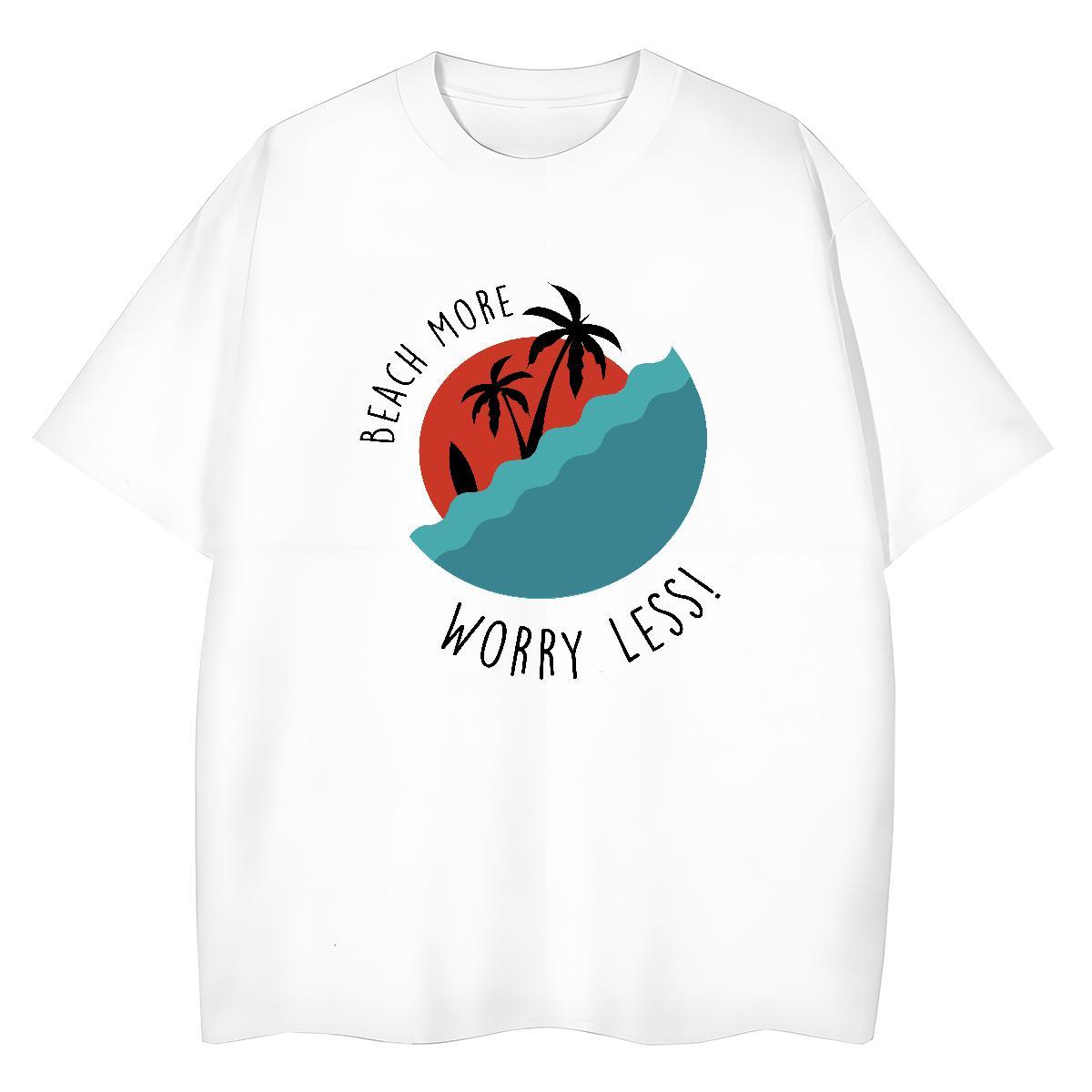 Loose Fit T Shirts Men 230g Pure Cotton sea Casual Beach Black Oversized Breathable Soft Men Tees Custom Tops