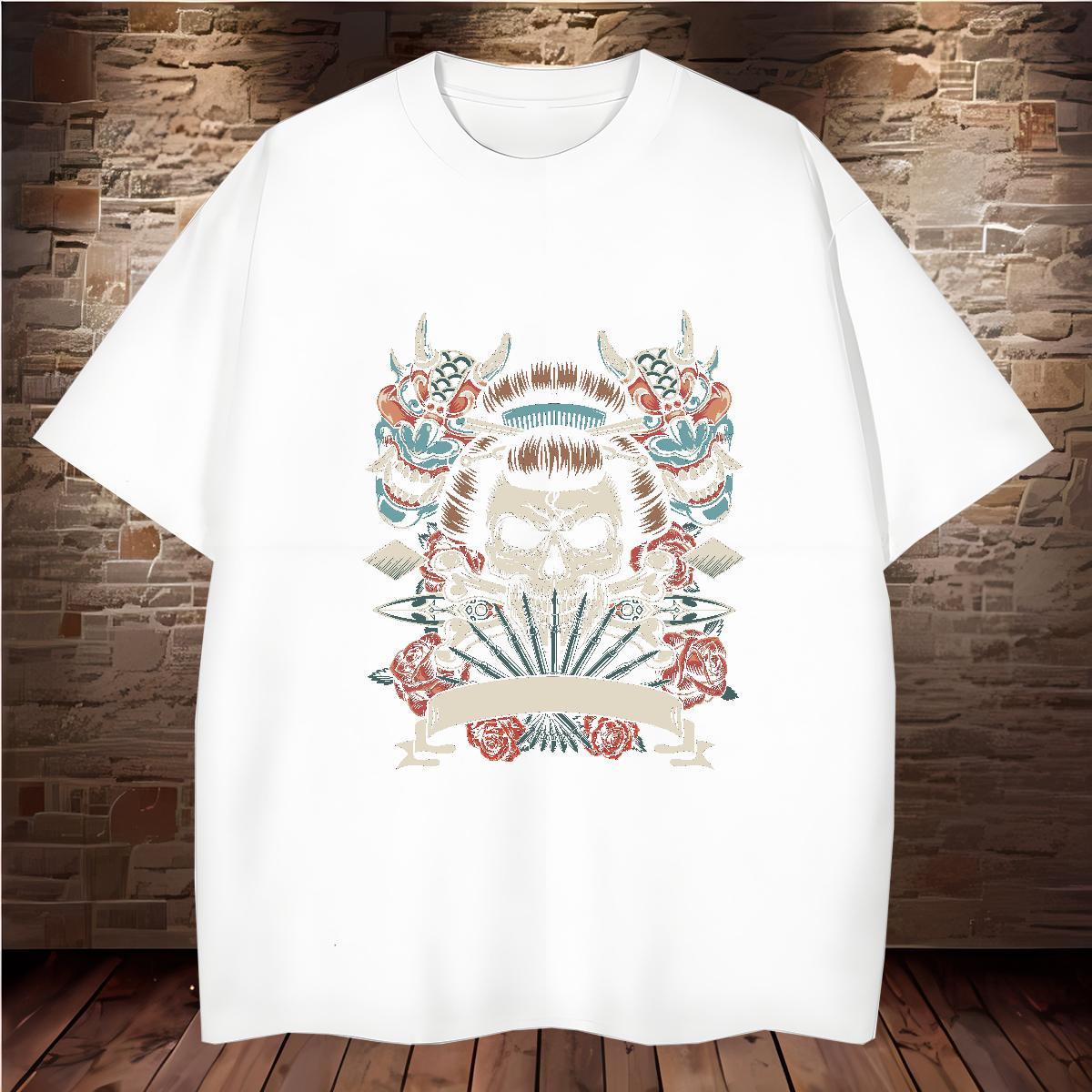 Cool Design Man T Shirts 100% Cotton 230g skull Casual Daily Wear Custom Cartoon Breathable Short Sleeve Mens Tshirts Fashion Casual Polos