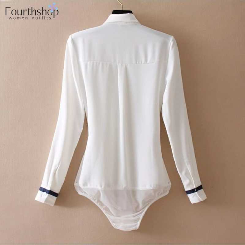 Women's Jumpsuits Rompers 2023 Fashion Tie Flowers Elegant Bodysuits Women Business Work Uniforms Blouses Tops Formal Shirts Office Lady Rompers 
