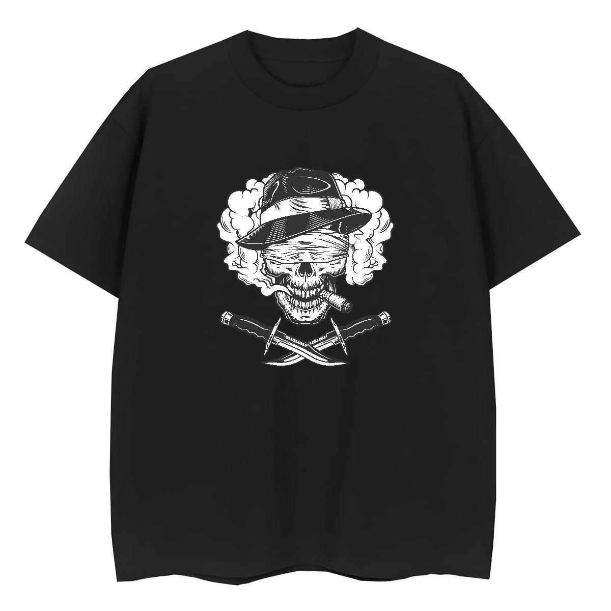 Unisex Man T Shirts 230g 100% Cotton skull Outdoor Custom Big Size Short Sleeve O-Neck Mens Tshirts Classic Clothings