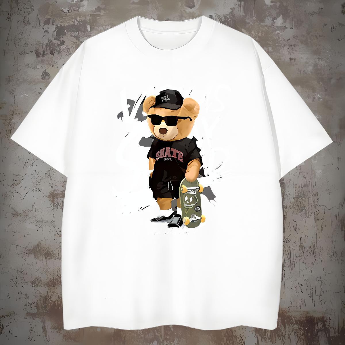 2024 Mens Tshirts bear Daily Wear 100% Cotton 230g Tops Tees Breathable Short Sleeve TOP Quality T-Shirts for Men Custom Big Size