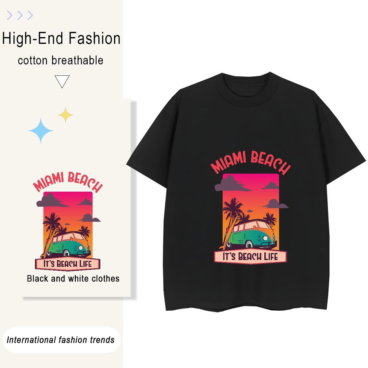 Brand Lady T shirt 230g 100% Cotton sea Street T-Shirts for Women Breathable Crew Neck Customized Tees