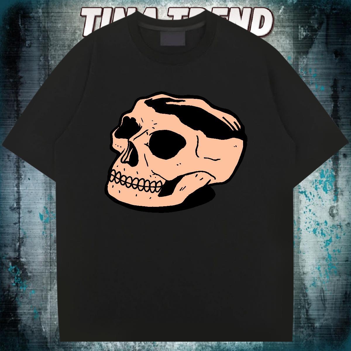 Brand T Shirt For Man 230g Cotton skull Hip Hop Street Custom Anime Breathable Crew Neck Tshirts Fashion Tops