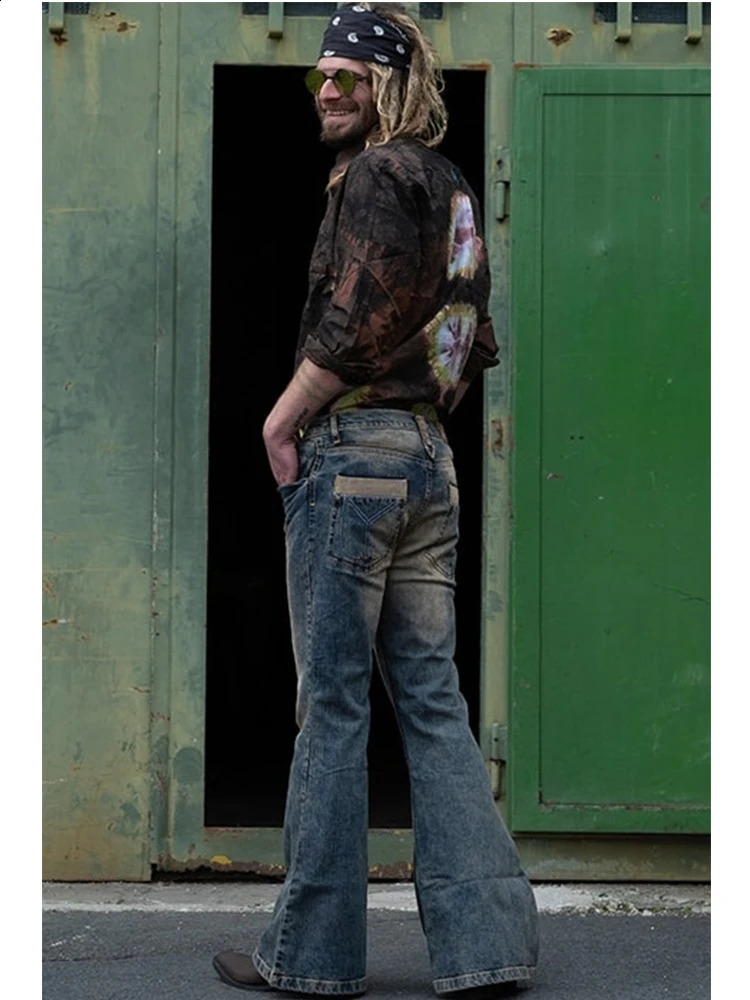 Trend Denim Tribe Men Jeans Spring Fall Flare Pants Hip Hop Everyday Wear Pants Summer Fashion Men Quality Jeans S-3XL 240824