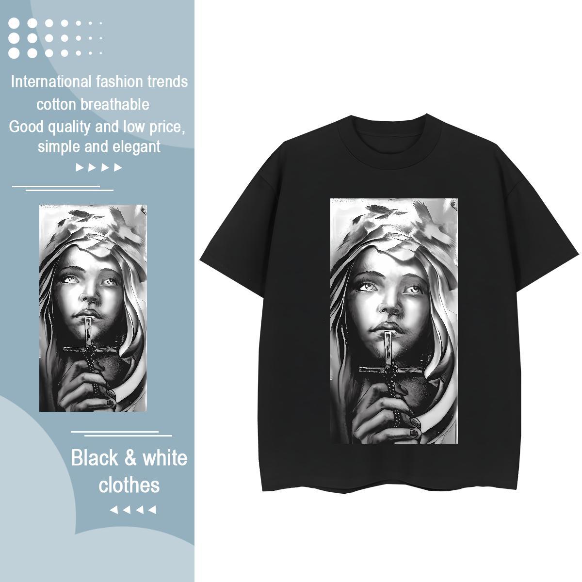 Free Shipping Lady T shirt 230g 100% Cotton cross Sports Street Wear T Shirt For Woman Comfortable DIY Anime Printed Tops Shirt