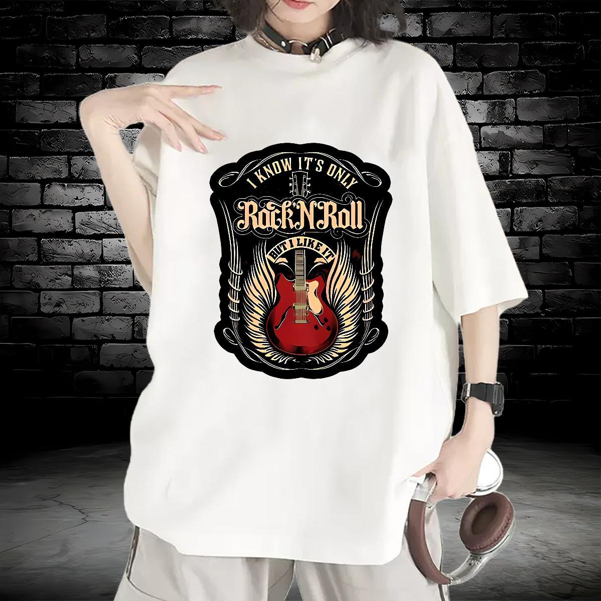 Unisex Women Tshirts 230g 100% Cotton rock Sports Casual T-Shirts for Women Short sleeve Soft Custom Print Oversized Top Shirts