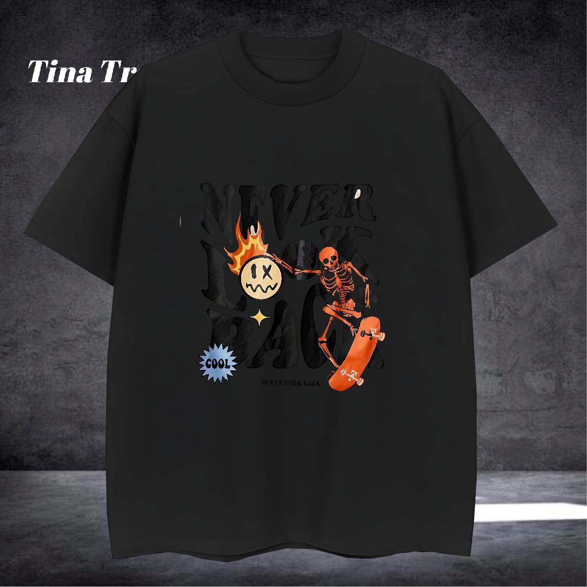 Free Shipping T-Shirts for Men 230g Pure Cotton skull Street wear Hip Hop Anime Print Crew Neck Breathable Men Tees DIY Customized Tees Shirts