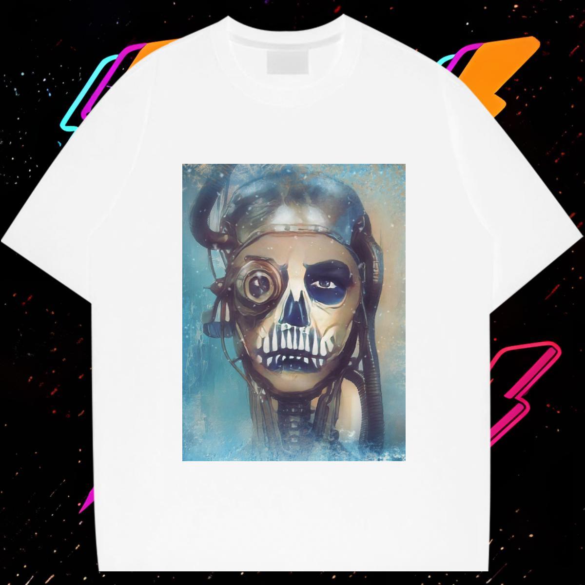 Designer T Shirts Men 230g Pure Cotton skull Outdoor DIY Logo Oversized O-Neck Short Sleeve Tshirt for Man Woman Fashion Design Wear