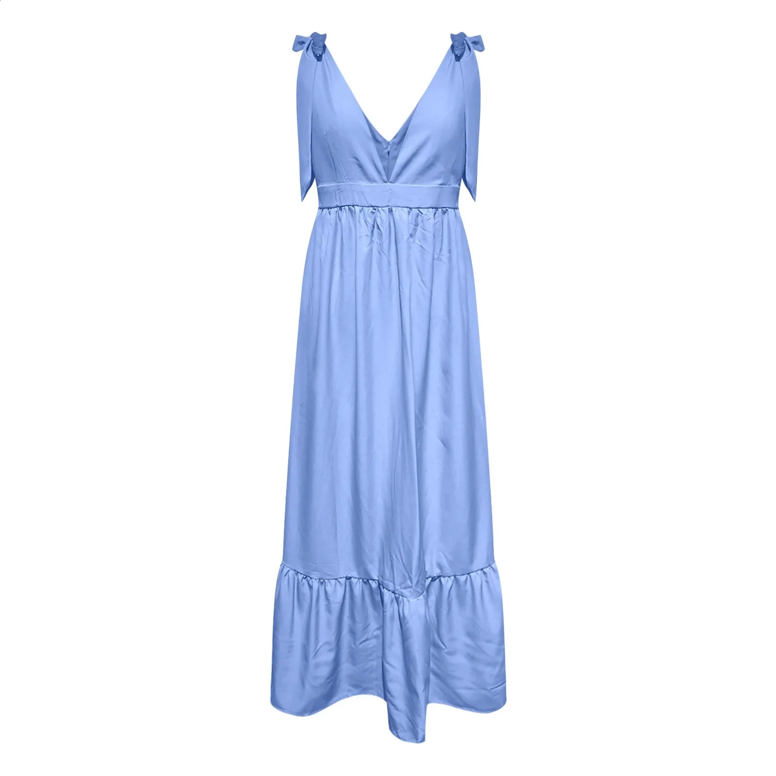 Womens Solid Off Shoulder Sexy Dress Open Back Bow Strap Swing Dress Cotton Linen for Womens for Evening Party Vestidos
