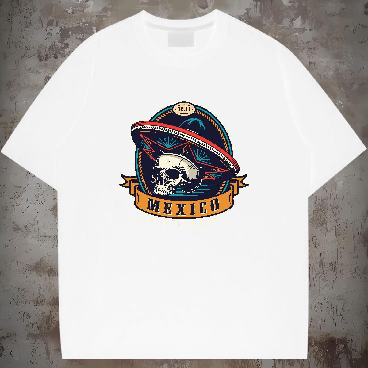 Wholesale Men T Shirts 230g 100% Cotton skull Outdoor Plus Size Custom Breathable Short Sleeve Mens Tshirts Fashion Casual Polos
