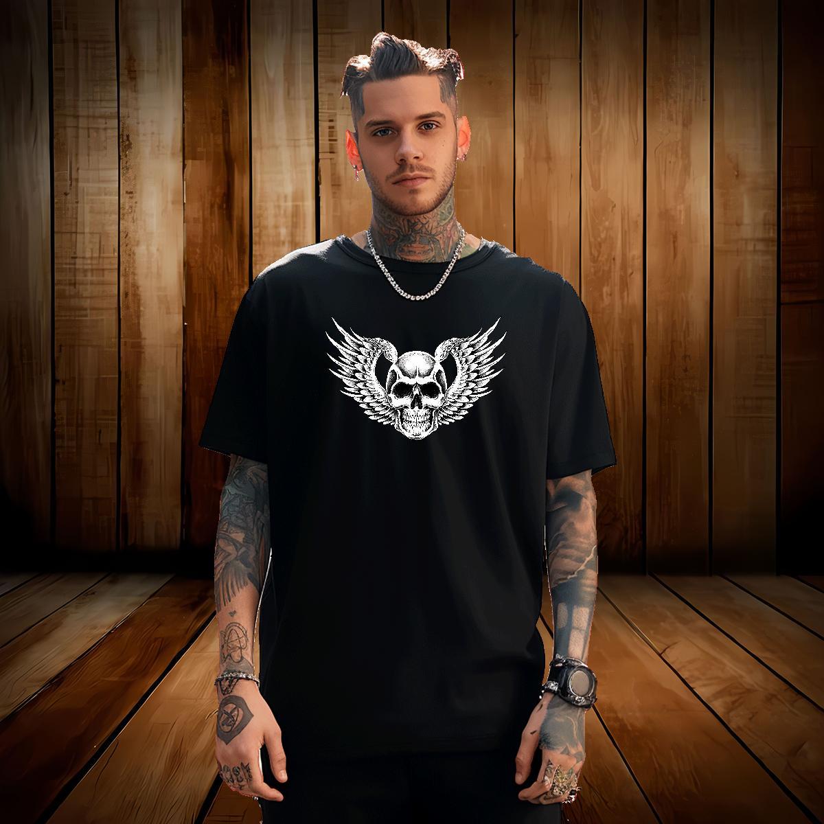 TOP Quality T-Shirts 230g Pure Cotton skull Daily Outfit DIY Anime Breathable Couples T Shirts Customized Tees